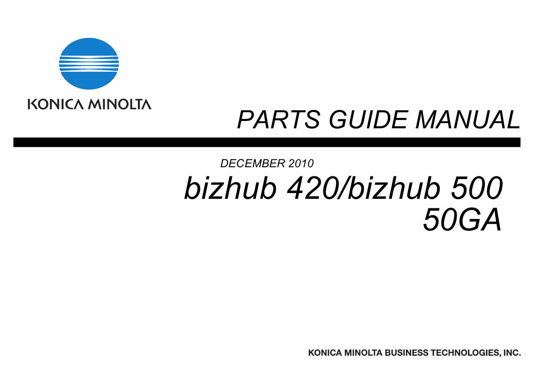 KonicaMinolta bizhub 420 500 Parts Manual